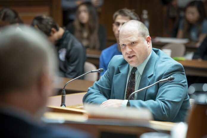 Wisconsin State Rep. Shae Sortwell testified before the Committee on Local Government on AB 187, which creates a financial incentive to serve a department by providing a stipend to cover training costs.