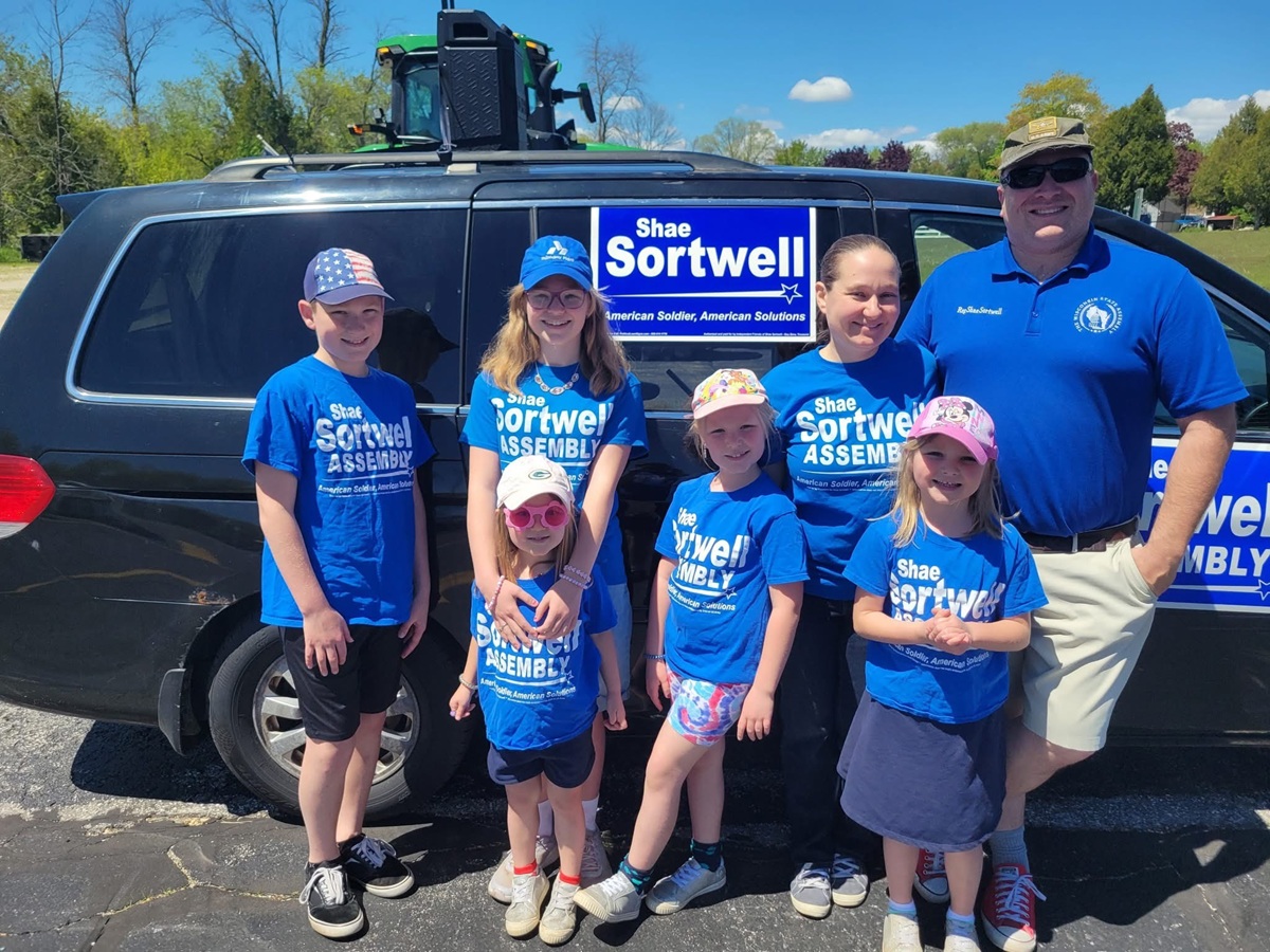Wisconsin State Rep. Shae Sortwell and family at the Wrightstown Memorial Day Parade.