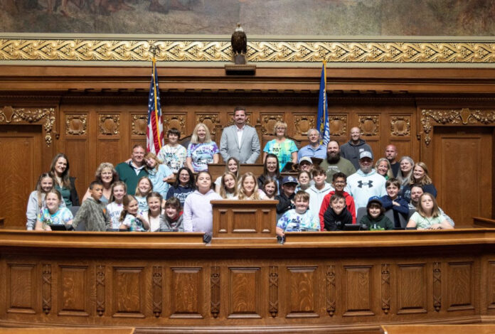 Wisconsin State Rep. Nate Gustafson welcomed he 4th graders from New Hope Christian School to the State Capitol.