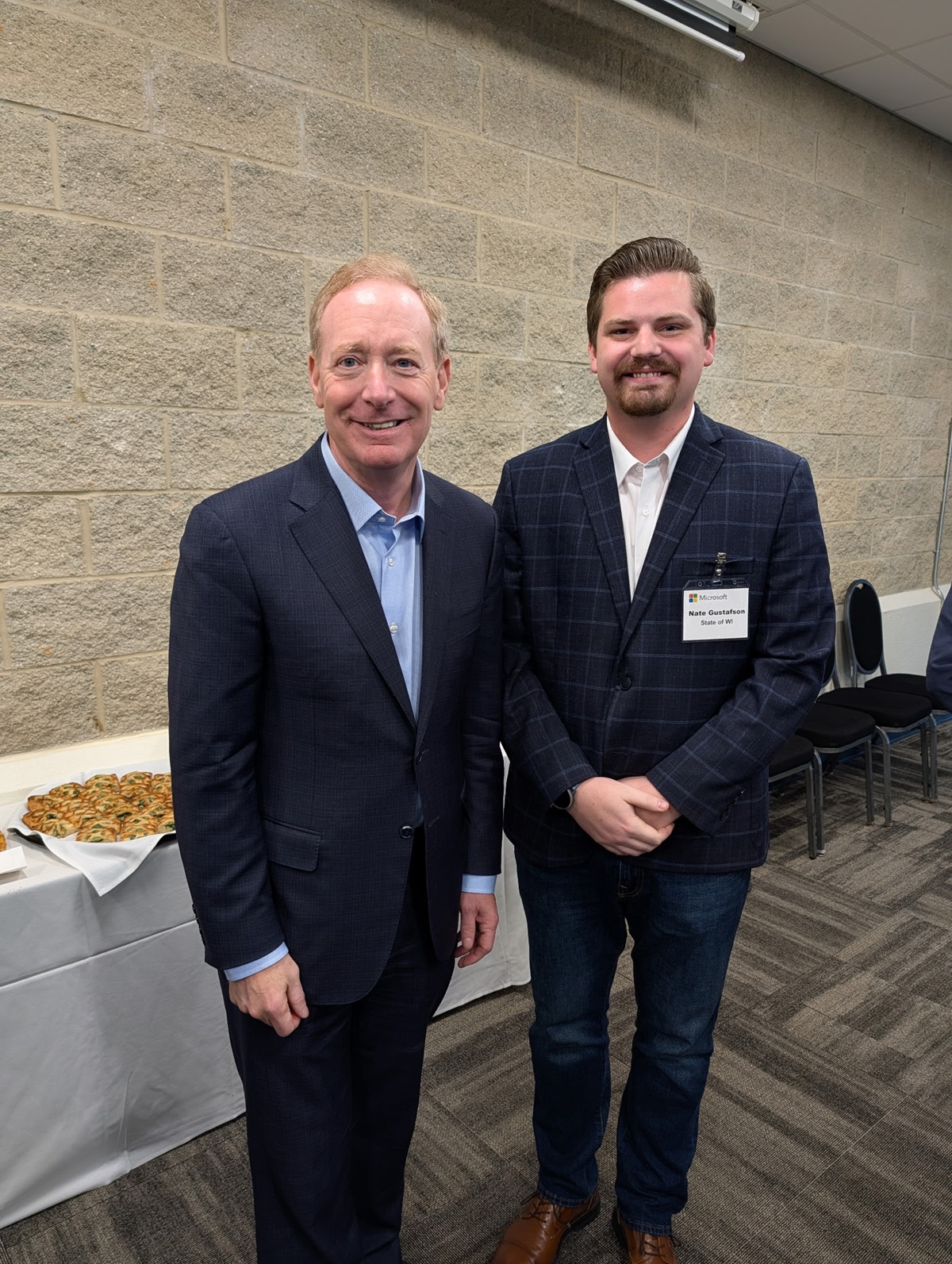 Wisconsin State Rep. Nate Gustafson with Brad Smith, Vice Chair and President of Microsoft.