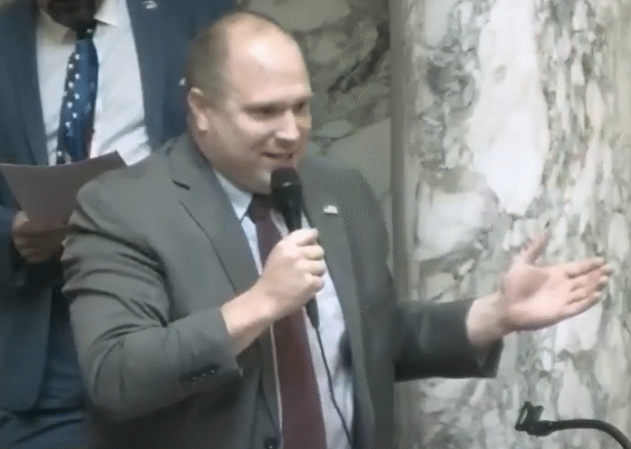 Wisconsin State Rep. Shae Sortwell speaks on AB 308, which prohibits any funds of Wisconsin or any funds from the federal government passing through the state treasury from being used to compensate health care services for any individual that is not lawfully in the United Sates.
