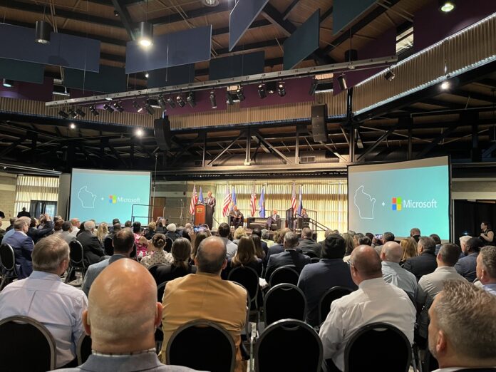 Wisconsin State Rep. Nate Gustafson attended an event with Microsoft President and Vice Chair Brad Smith, alongside state and local officials, as they announced Microsoft’s next major infrastructure investment right here in Wisconsin.