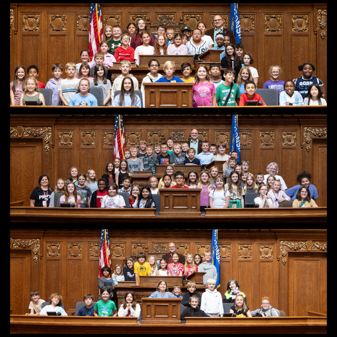 Wisconsin State Rep. Shae Sortwell met with seven groups from Foxview Intermediate School.