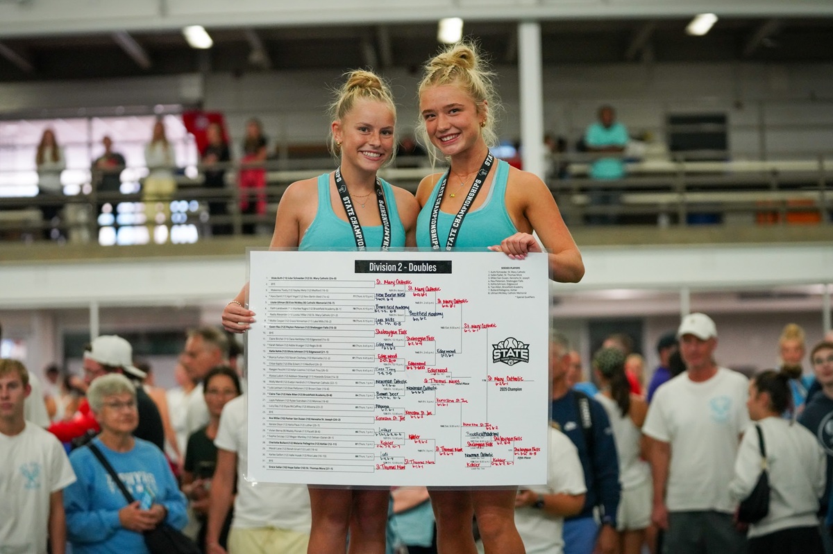 Congratulations to Senior Adel Schneider and Sophomore Vivie Auth of St. Mary Catholic Schools for winning their second WIAA Division 2 Doubles State Title!