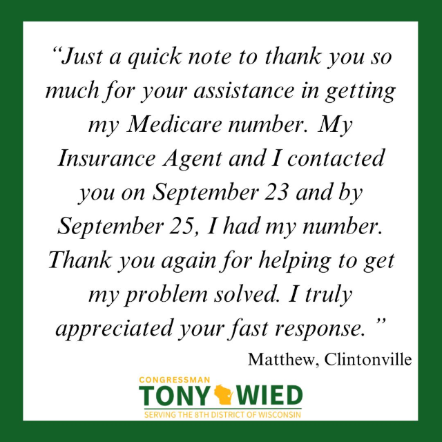 Congressman Tony Wied is thanked for service to a constituent.