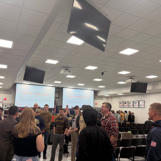 A member of Congressman Tony Wied's staff stopped by the Heat Up Your Future event held at the Plumbers & Steamfitters Local 400 in Kaukauna.