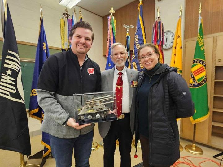 Wisconsin State Rep. Nate Gustafson and Sen. Rachael Cabral-Guevara celebrate Veterans Day.