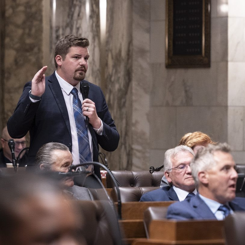 Wisconsin State Rep. Nate Gustafson addresses the Budget Floor Session on 7/3/2025.
