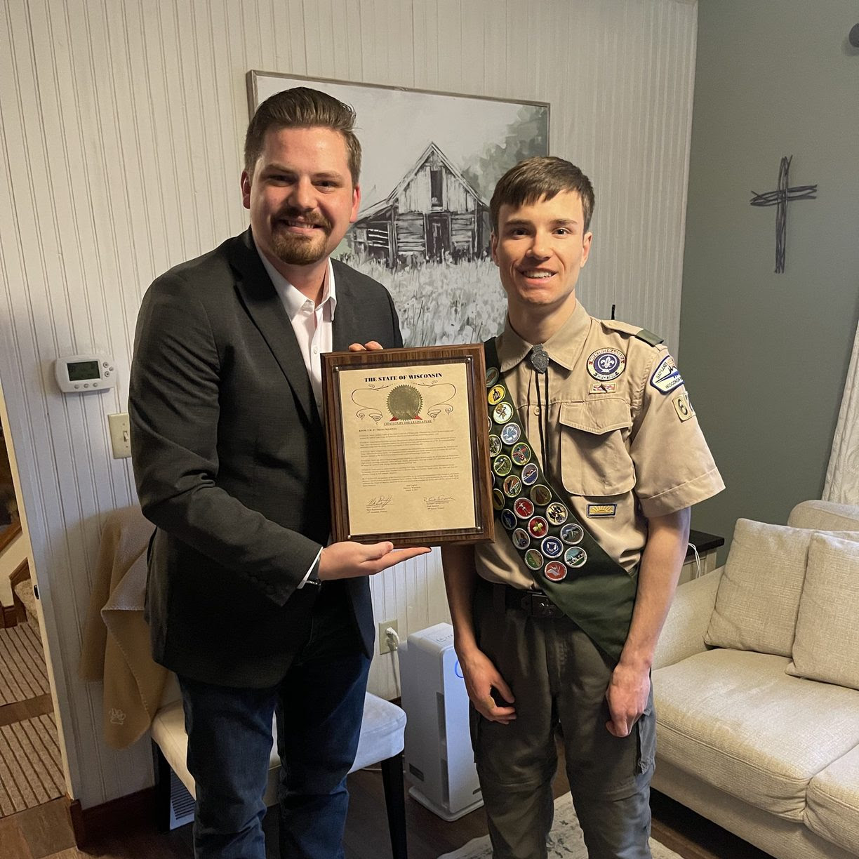 Taylor received a citation for achieving the rank of Eagle Scout, a significant accomplishment reflecting leadership, service, and dedication.
