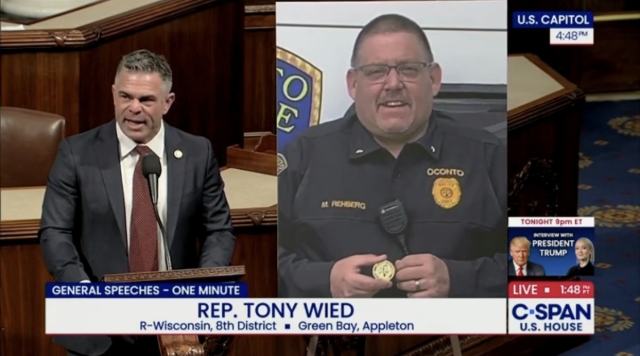 Wisconsin Congressman Tony Wied gave a speech on the floor of the House to honor Oconto County Police Chief Mike Rehberg, who recently lost his battle with cancer.