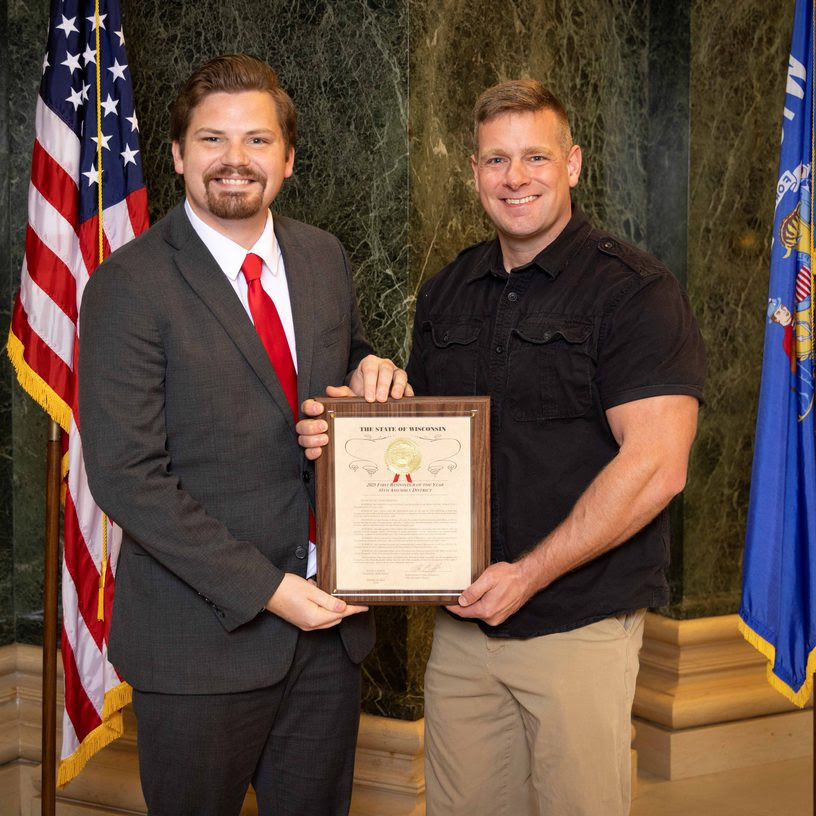 Ian Seaholm was honored as the First Responder of the Year for the 55th Assembly District.