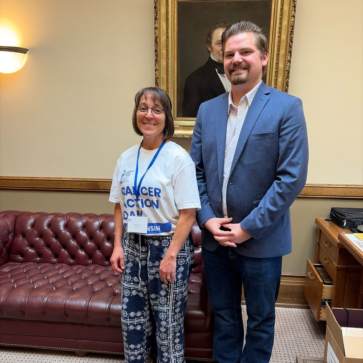 Judy visited the Capitol to share her cancer survivorship story and advocate on behalf of the American Cancer Society Cancer Action Network, highlighting their legislative priorities for the session.