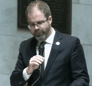 Wisconsin State Rep. Ryan Clancy testified against SB 10, which requires charter schools to allow military recruiters access to common areas in high schools and to allow access during a school day and to school-sanctioned events.
