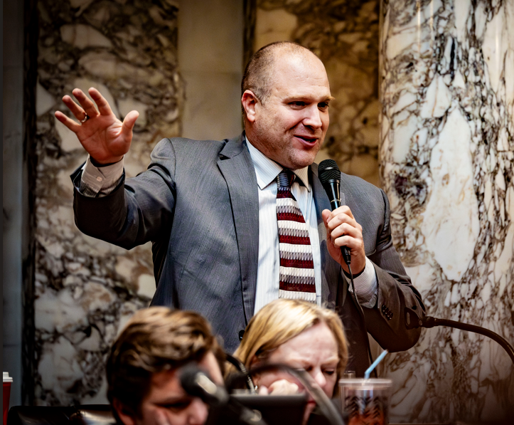 Wisconsin State Rep. Shae Sortwell testified in favor of SB 10, which requires charter schools to allow military recruiters access to common areas in high schools and to allow access during a school day and to school-sanctioned events.