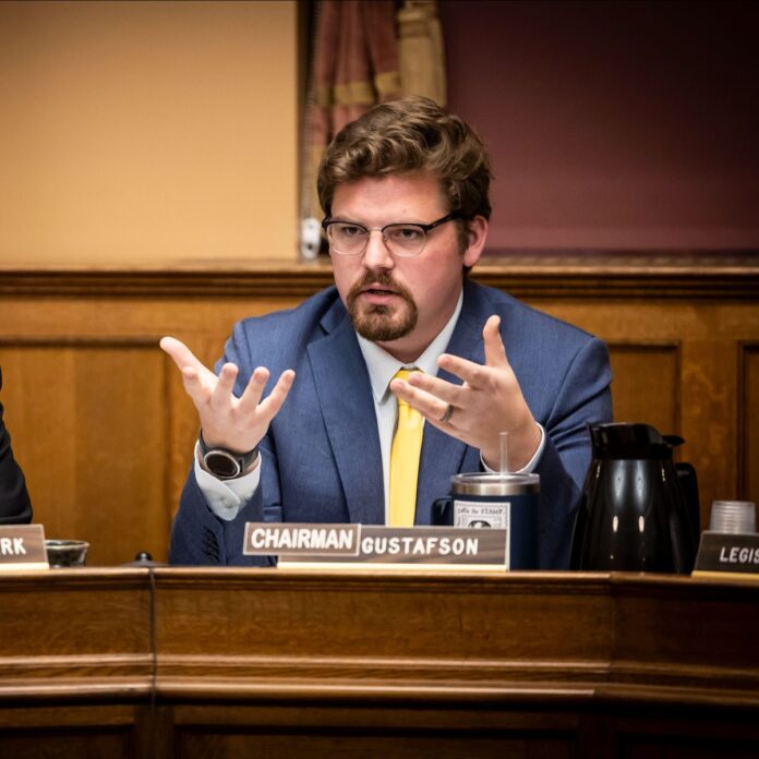 Wisconsin State Rep. Nate Gustafson addresses the Science. Technology, and AI Committee on 10/22/2025.