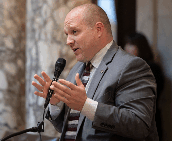 Wisconsin State Rep. Shae Sortwell testified in favor of SB 10, which requires charter schools to allow military recruiters access to common areas in high schools and to allow access during a school day and to school-sanctioned events.