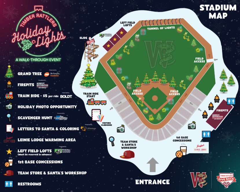 This holiday season the Wisconsin Timber Rattlers are introducing a new holiday light show and Christmas activities at Neuroscience Group Field.