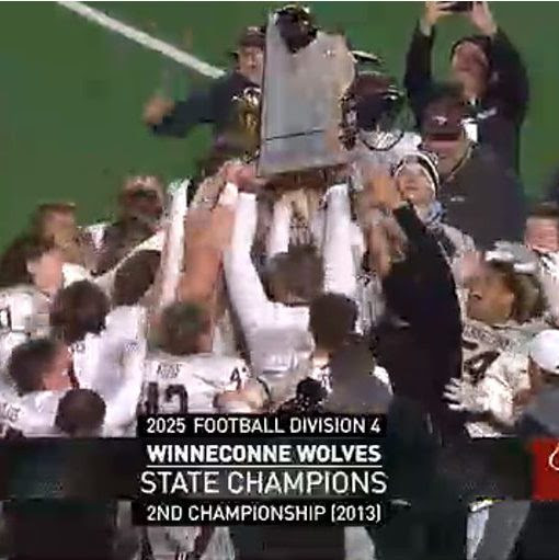 Winneconne High School Football win the WIAA Division 4 State Championship.