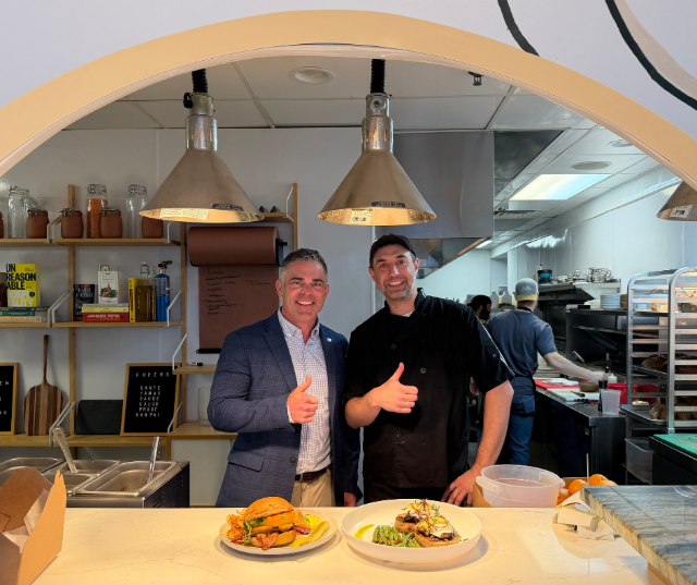 Congressman Tony Wied stopped by Voyageurs Bakehouse located in Green Bay's Broadway District.