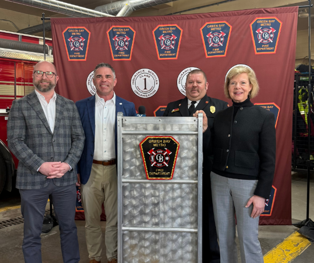 Wisconsin Congressman Tony Wied joined Senator Tammy Baldwin (D-WI), Mayor Eric Genrich, and Interim Green Bay Metro Fire Department Co-Chief Eric Jeltema to highlight the $5 Million in federal funding that we were able to secure for the department to build a new, state-of-the-art fire station.