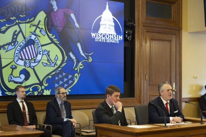 Wisconsin State Rep. David Steffen and Sen. Eric Wimberger I testified on SB 546, the Justice for All Act. The bill will help address serious case backlog issues by providing adequate courtroom staffing.