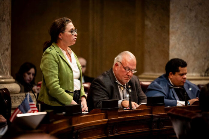 Wisconsin State Sen. Rachael Cabral-Guevara spoke in favor of the 