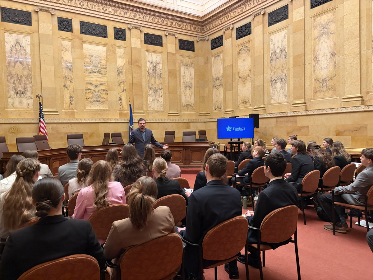 Wisconsin State Rep. Nate Gustafson spoke with students attending Teen Pact.