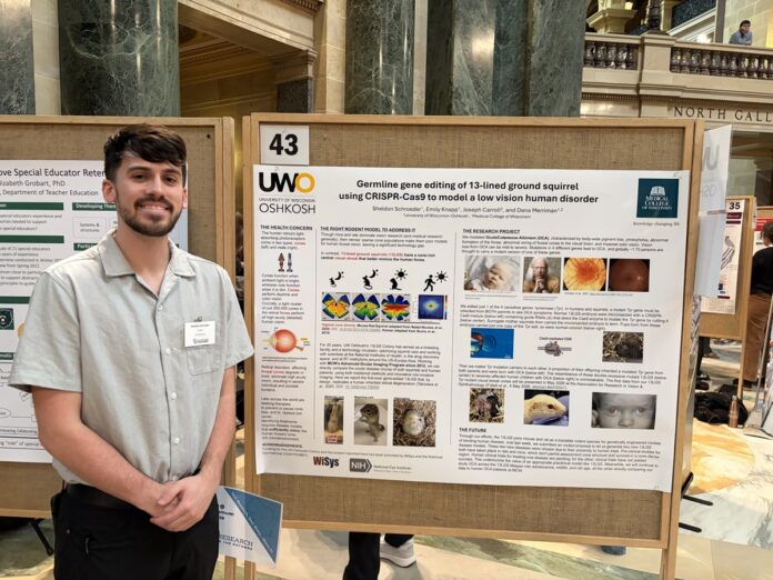 Sheldon from Omro (University of Wisconsin–Oshkosh) presented his research as part of the annual Research in the Rotunda event.