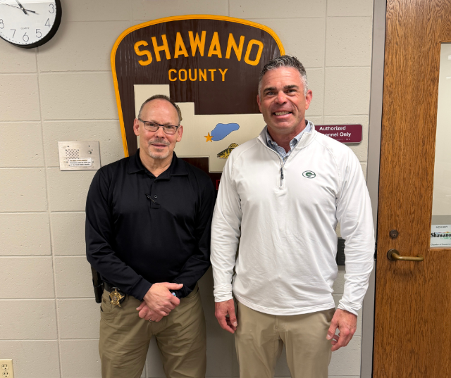 Wisconsin Congressman Tony Wied recently stopped by the Shawano County Sheriff's Department and spoke with Sheriff George Lenzner.