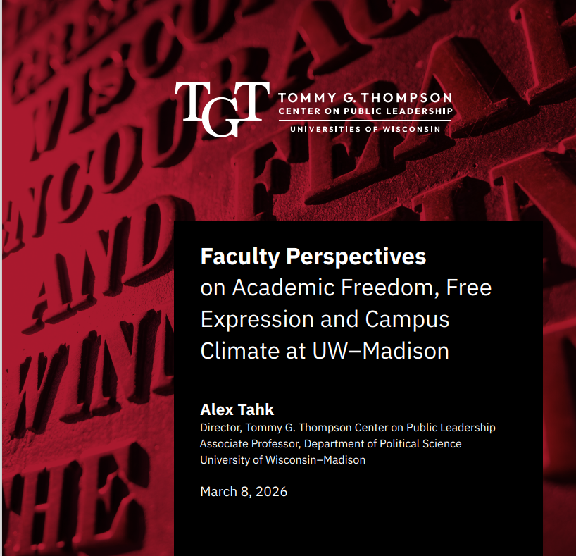 Wisconsin State Rep. Dave Murphy recently reviewed a new faculty survey from the Tommy G. Thompson Center on Public Leadership at UW–Madison. The findings are concerning for anyone who values open debate and viewpoint diversity on our public university campuses.