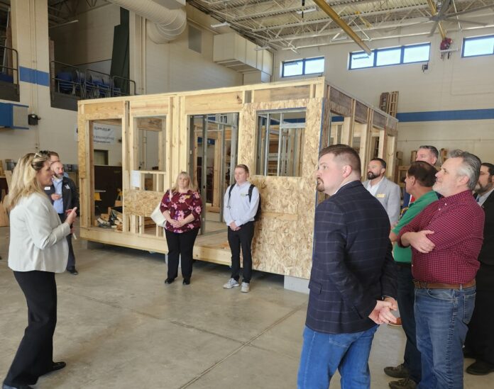 Wisconsin State Rep. Nate Gustafson toured Northeast Wisconsin Technical College to learn about what they are doing to bridge the skilled construction workers gap.