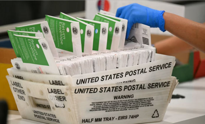 Ballot counting during the June 2 primary election in Los Angeles County.